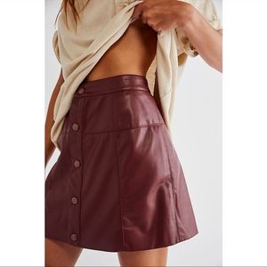 Free People vegan leather snap skirt